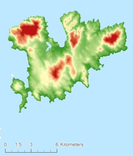 Nisida Mykonos Digital terrain model - DTM