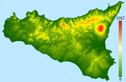 Sicily Digital terrain model - DTM